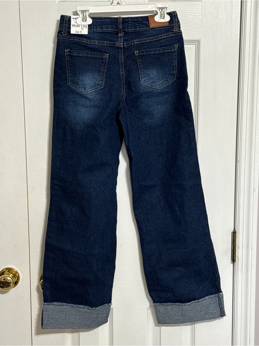 Wallflower Dark Blue Wide Leg Jeans with Studded Cuffs - Picture 2 of 5